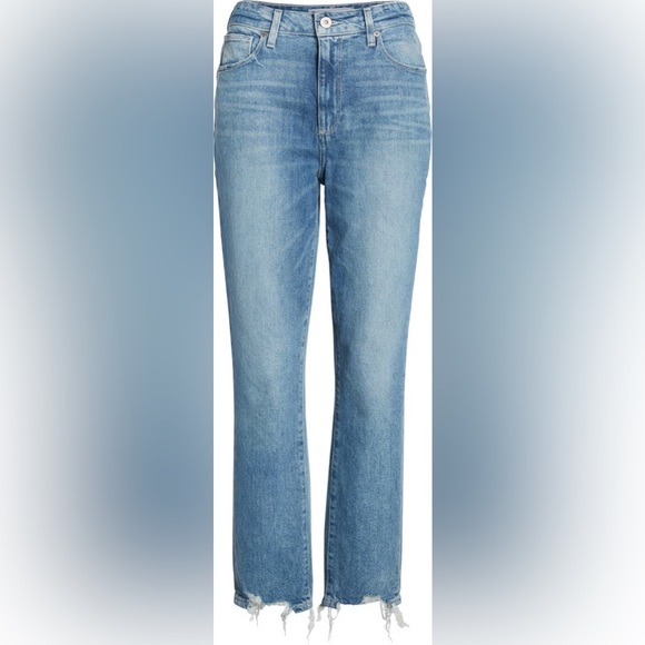 PAIGE SARAH HIGH WAIST ANKLE SLIM JEANS IN CANCUN W DESTROYED HEM - Picture 7 of 10